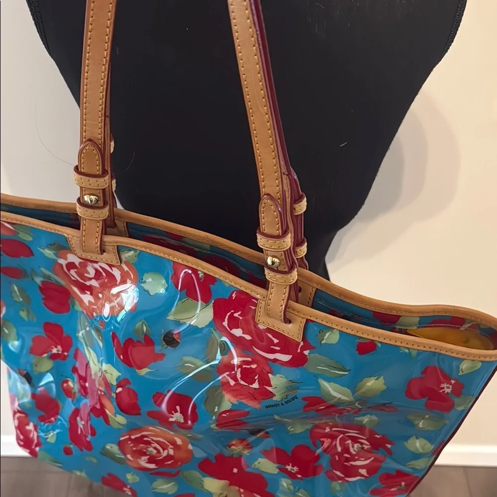 Dooney & Bourke Floral Tote Bag with Tan Straps - Picture 8 of 13